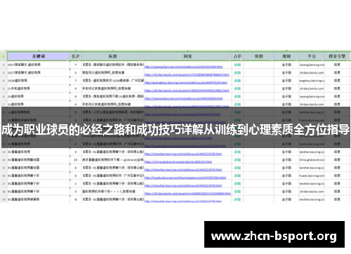 成为职业球员的必经之路和成功技巧详解从训练到心理素质全方位指导